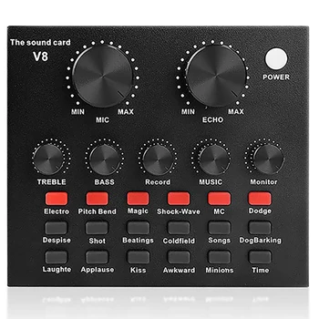 

USB External Sound Card Audio Headset Microphone Webcast V8 Audio Sound Card 7 Kinds Of Connecting Methods For PC Phone Computer