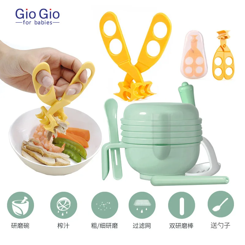 

Japan Baby Feeding Aid Scissors Infant Dietary Supplement Tool Grinding Bowl Multi-functional Food Scissors & Vegetable Fruit Gr