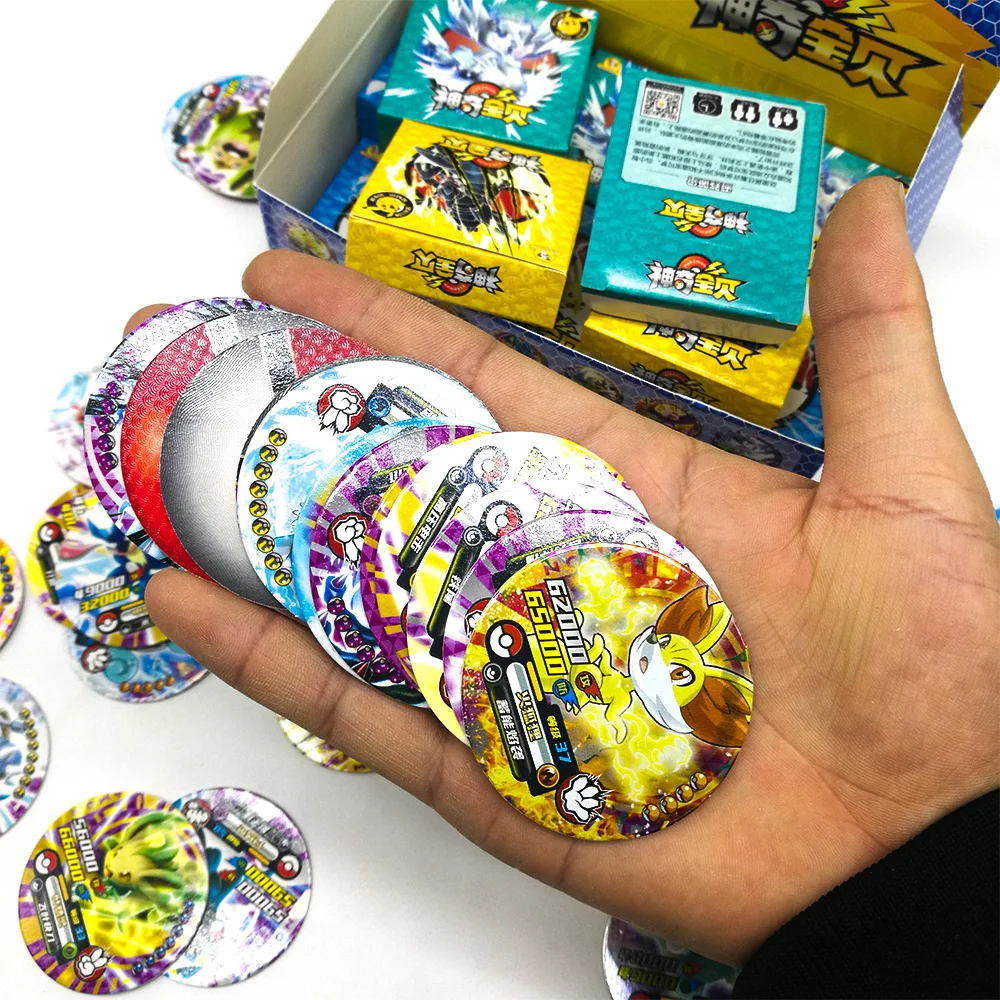TAKARA TOMY игрушки 288 шт. блестящие Покемон круглые карты коллекции Пикачу флэш-карты 12 шт./кор. 24 коробки/набор Настольная игра для детей подарок