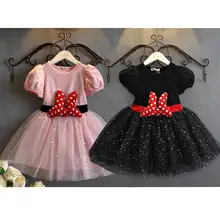 Платье для девочек; новое летнее кружевное платье принцессы с Минни Маус для девочек; маскарадный костюм для детей; праздничное платье для девочек на день рождения