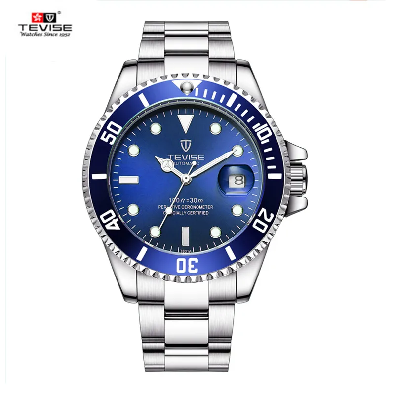 Tevise автоматические механические часы Diver спортивные роскошные Брендовые мужские часы деловые наручные часы Мужские часы Relogio Masculino - Цвет: Синий