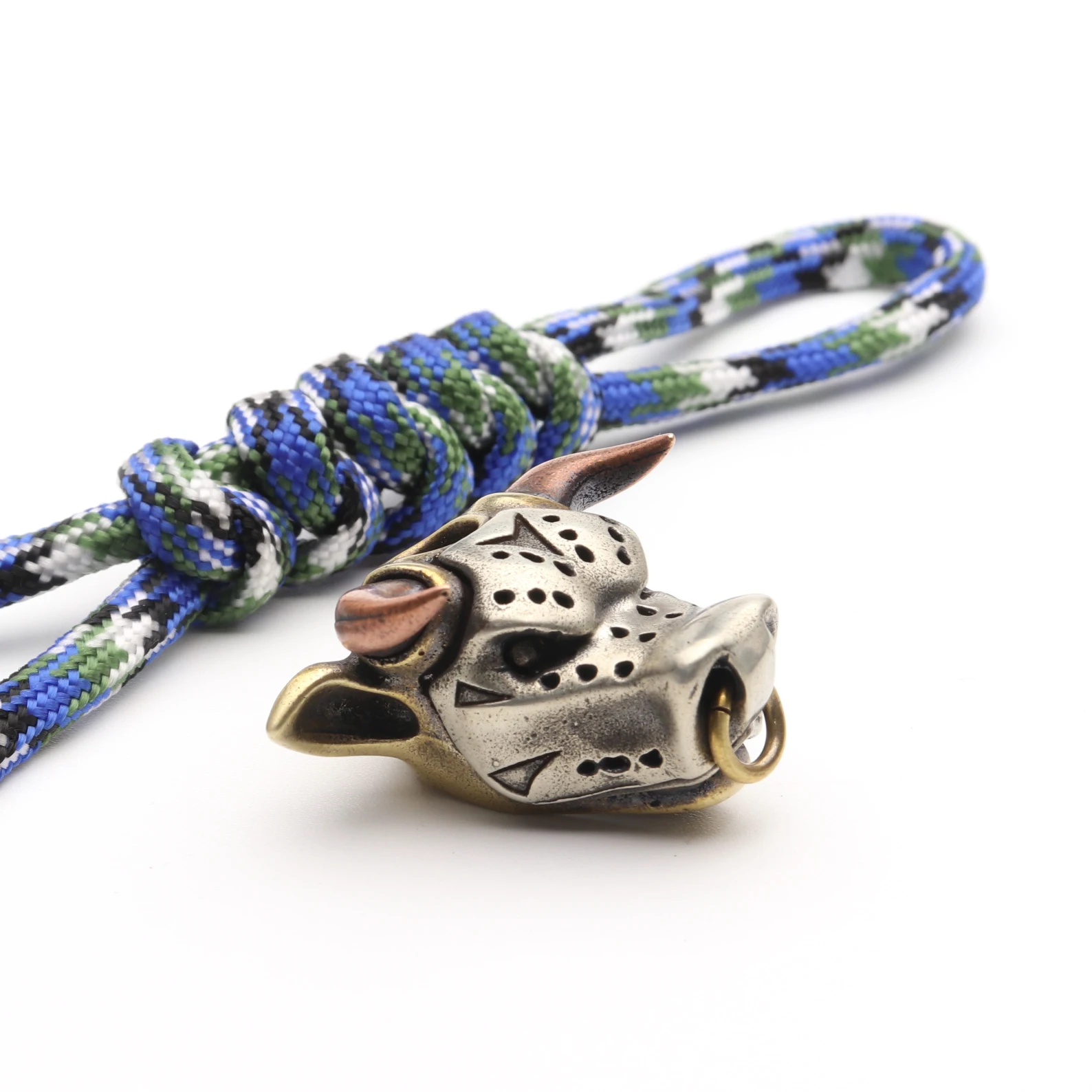 White Brass Copper OX Head Knife Beads Outdoors DIY Tools EDC Lanyard Pendants Key Rings Accessories
