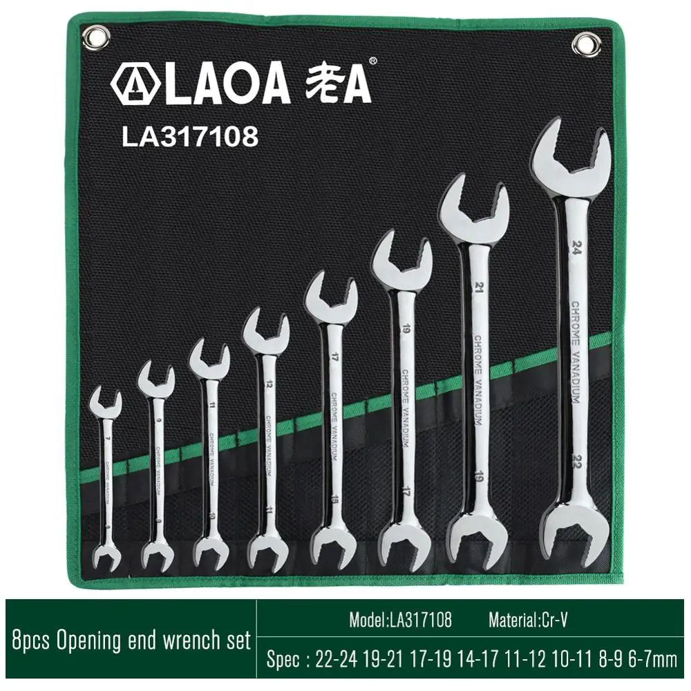 8pcs Open End LAOA, 8 шт., 10 шт., набор торцевых гаечных ключей с сумкой, набор инструментов для ремонта авто - Цвет: 8pcs Open End