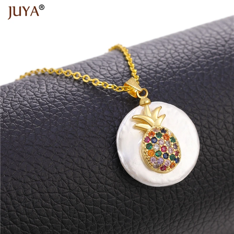 Round White Shell Pendant with Micro Pave Zircon Fashion 24 Pattern Design Pendants Necklaces For Women Jewelry