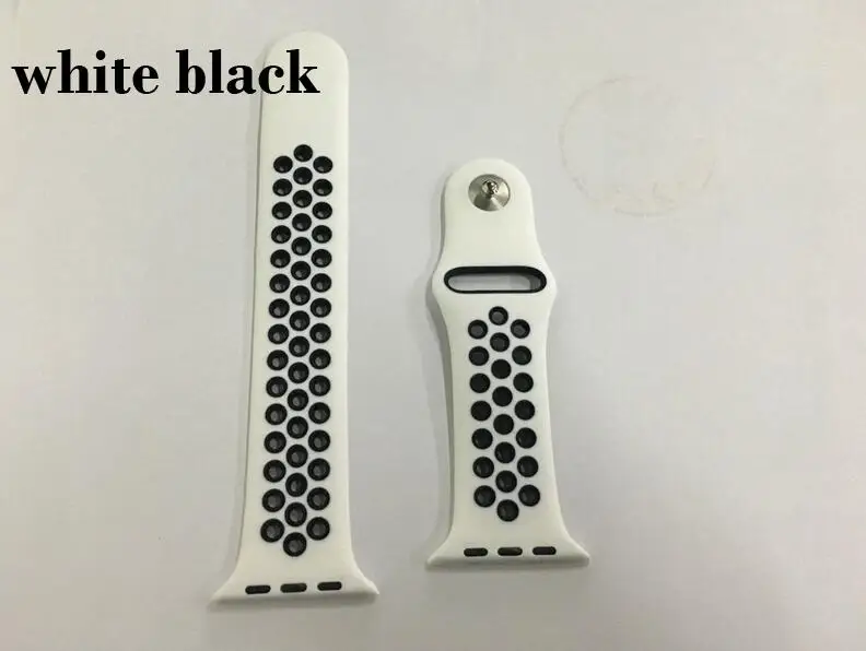 Роскошный резиновый 42 мм 38 мм 40 мм 44 мм ремешок для iwatch спортивный браслет для Apple силиконовый ремешок часов серии 5 и 4 и 3 и 2 и 1 - Цвет ремешка: white black