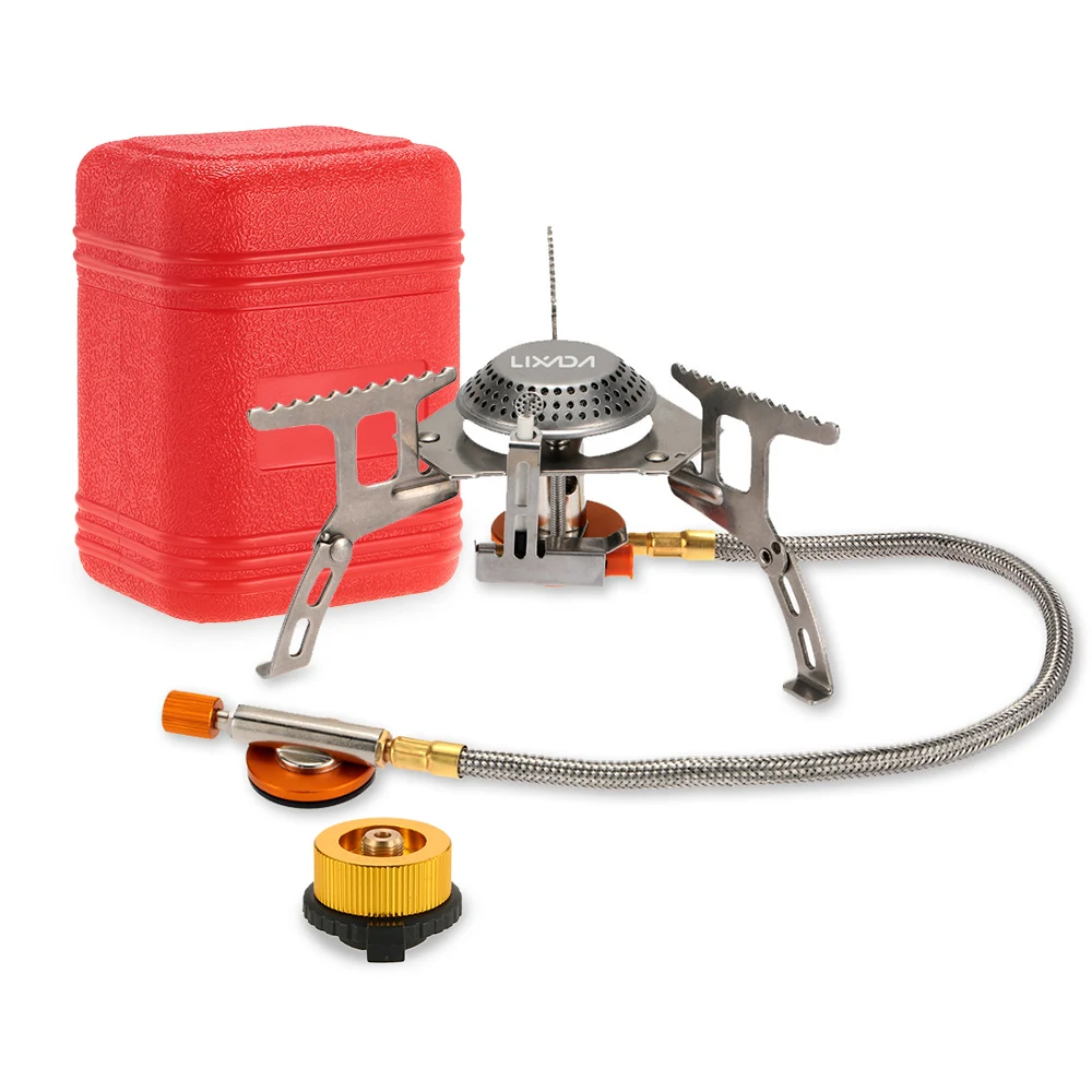 

3000W Camping Gas Stove Outdoor Cooking Portable Foldable Split Burner with Gas Conversion Head Adapter