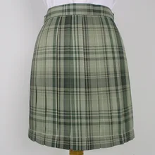 Летняя женская бамбуковая зеленая школьная юбка JK с высокой талией, японская Милая клетчатая плиссированная юбка, школьная форма, юбка