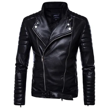 

Autumn and Winter Men's Motorcycle Style Black Coats for Men Pu Leather Jacket Fashion Jacket M-5XL Plus Sizes Leather Jacket