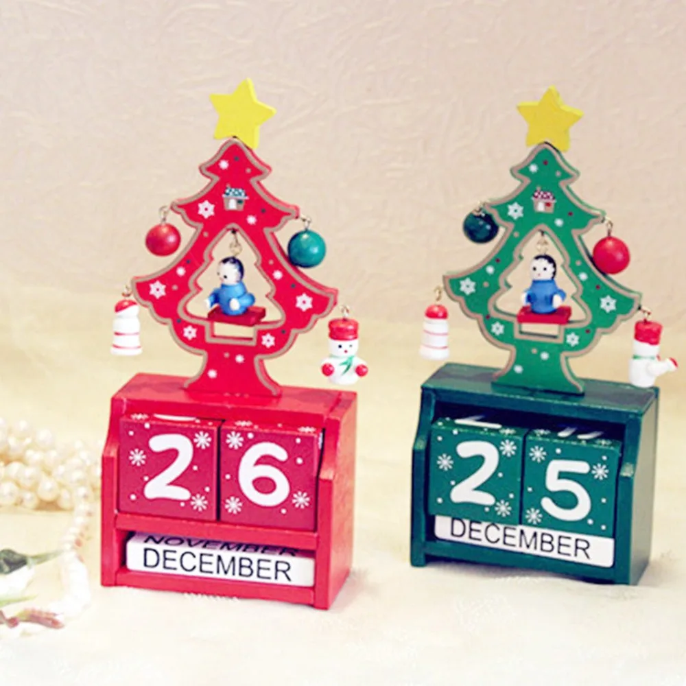 Christmas Countdown Wooden Calendar Decorations Home Officel Desk Decor Ornaments Artificial Craft Decoration Art Gifts