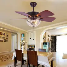 Хрустальная Потолочная люстра с вентилятором пульт дистанционного управления простая 5 деревянная листовая пластина Тяговая цепь люстра с вентилятором с 3 E26 светильник