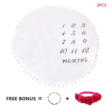 

3 Pcs/set Baby Boys and Girls Photography Blanket Children Round Wave Point Photo Blankets Hair Accessories Headdress Garland