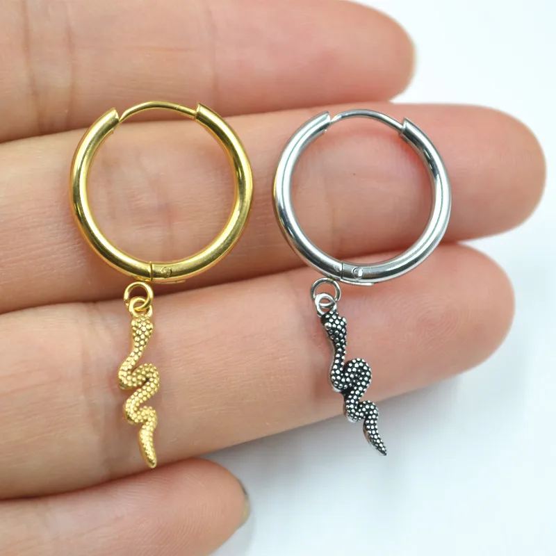 

Lot50pcs ювелирные изделия для пирсинга тела-все из нержавеющей стали Змея уха кольцо в стиле панк эмо круглые серьги для мужчин/женщин серьги-гвоздики/серьги Лидер продаж