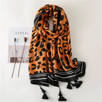 

Scarves F Women tourism sunscreen silk scarf national wind beach Shawl autumn winter fashion Leopard Print Cotton hemp scarf