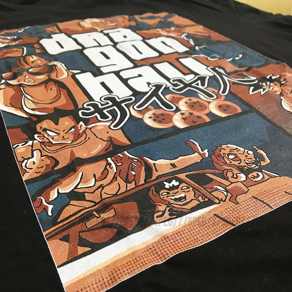Grand Theft Dragon Ball Z GTA футболка Супер Saiyan Мужская хлопковая одежда с коротким рукавом крутая уличная футболка размера плюс 4XL