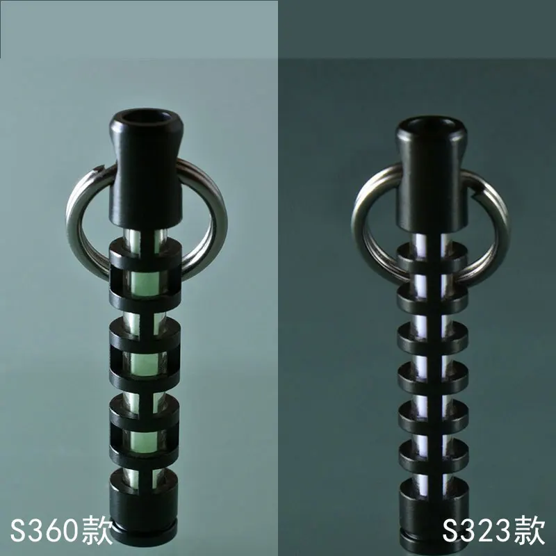TEC-S323  S360 Bead Blasted Stainless Steel Black Diamond Carbon 3*22.5mm Self-luminating vials Keychain 6