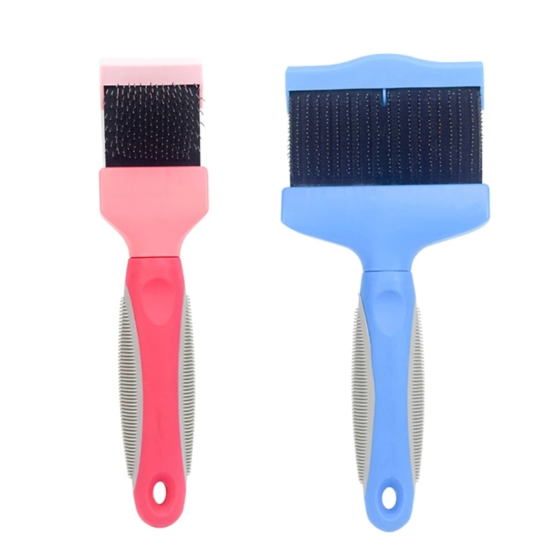 Double Sided Pet Brush Dog Cat Hair Fur Bristle Grooming Shedding Cleaning Massage Comb Styling Tool pet hair roller remover lint brush 2 way dog cat comb tool convenient cleaning dog cat fur brush base home furniture sofa