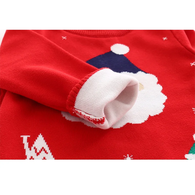 Рождественский свитер для детей; Новинка; Хлопковый вязаный пуловер с круглым вырезом и длинными рукавами для мальчиков; милый Рождественский свитер с рисунком для девочек