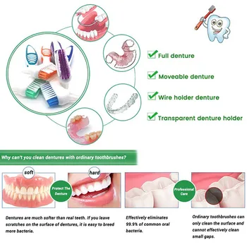 

Pcs Denture Teeth Brush Easy Grip Handle Double Sided Toothbrushes Oral Care Teeth Cleaning Eco Medium Soft Bristle Brushes