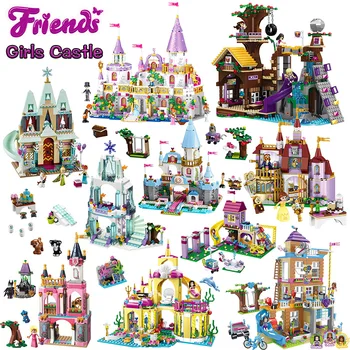 

Girls Series Compatible Elsa Anna ICE Princess Castle Building Blocks Friends for Girls Bricks Figures Toys for Children
