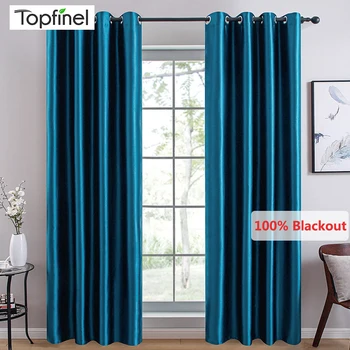 

Topfinel Modern Solid 100% Blackout Curtains For Bedroom Living Room Window Treatment Soft and Silky Blinds Finished Drapes