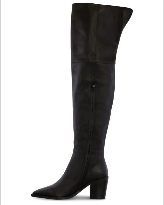 Женские сапоги выше колена; chaussure boots; обувь из искусственной кожи на высоком каблуке с острым носком; женская обувь; zapatos mujer sapato; большие размеры; H1080