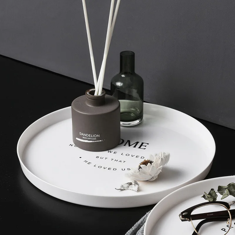 Nordic Round Breakfast Tray Household Fruit Tray Living Room Tea Cup Snack Tray Plastic Plate Dessert Tray Fruit Plates