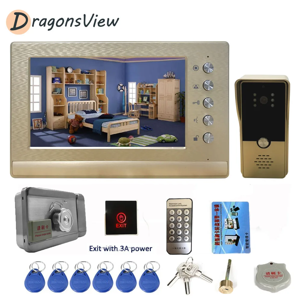 DragonsView 7 дюймов домашний видеодомофон с замком 1000TVL видео телефон двери домашней