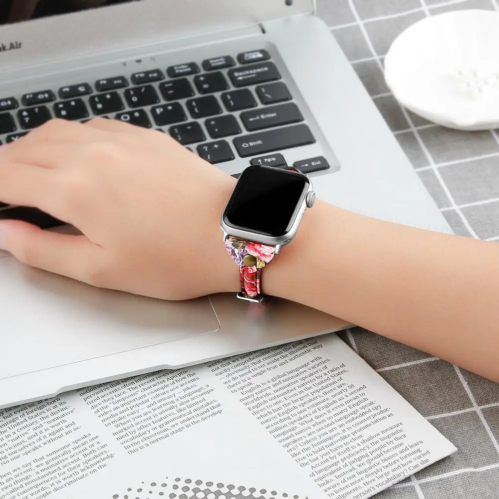 Ремешки для Apple Watch 38 мм 40 мм 4 44 мм кожаный браслет для Apple Watch ремешок 5 4 3 2 1 для iWatch серии 42 мм женские ремешки