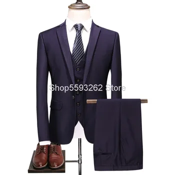 

Season Occupation Business Positive Decoration Body Men Wedding Suit Suit Three-piece Set Suit