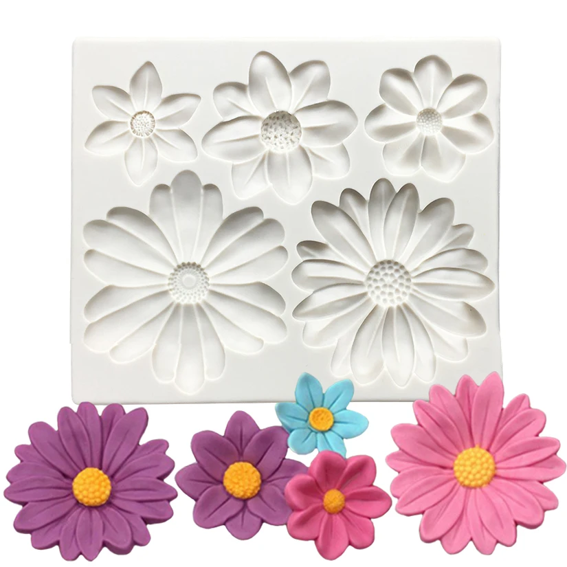 Sonnenblume Gänseblümchen Silikonform Sugarcraft Schokolade Cupcake Backform Fondant Kuchen Dekorieren Werkzeuge – Detail 1