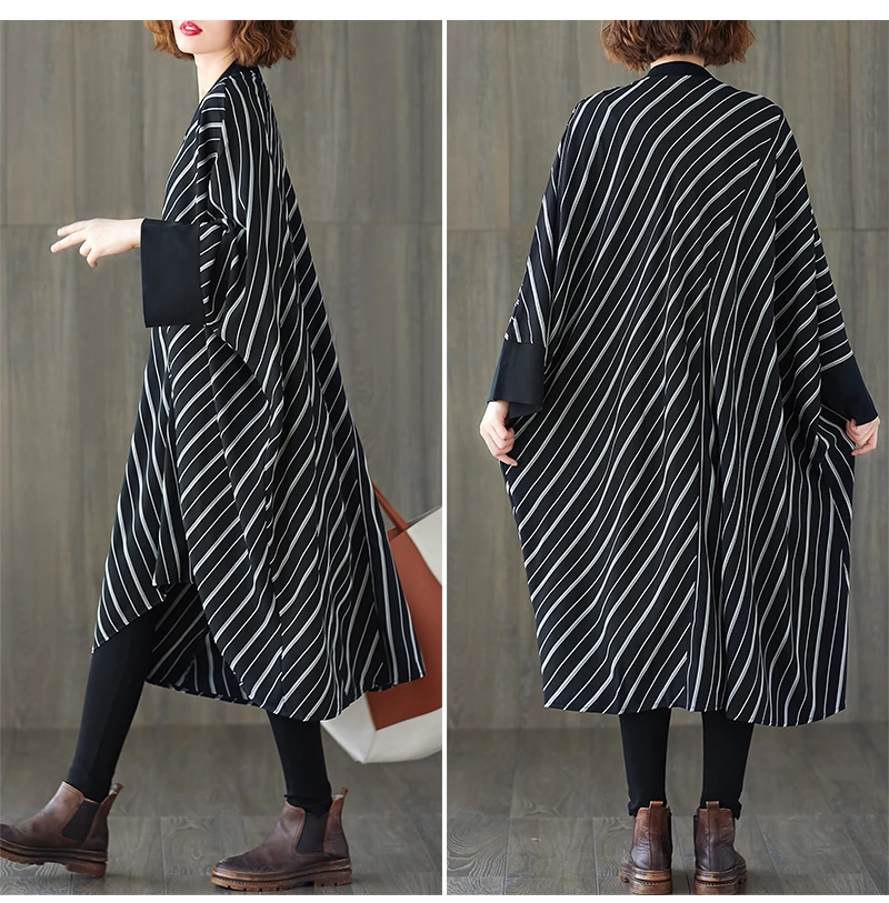Платье для женщин размера плюс 4XL 5XL 6XL 7XL, платье Летучая мышь для осени и зимы, платье-рубашка в полоску, свободное хлопковое платье Vestidos