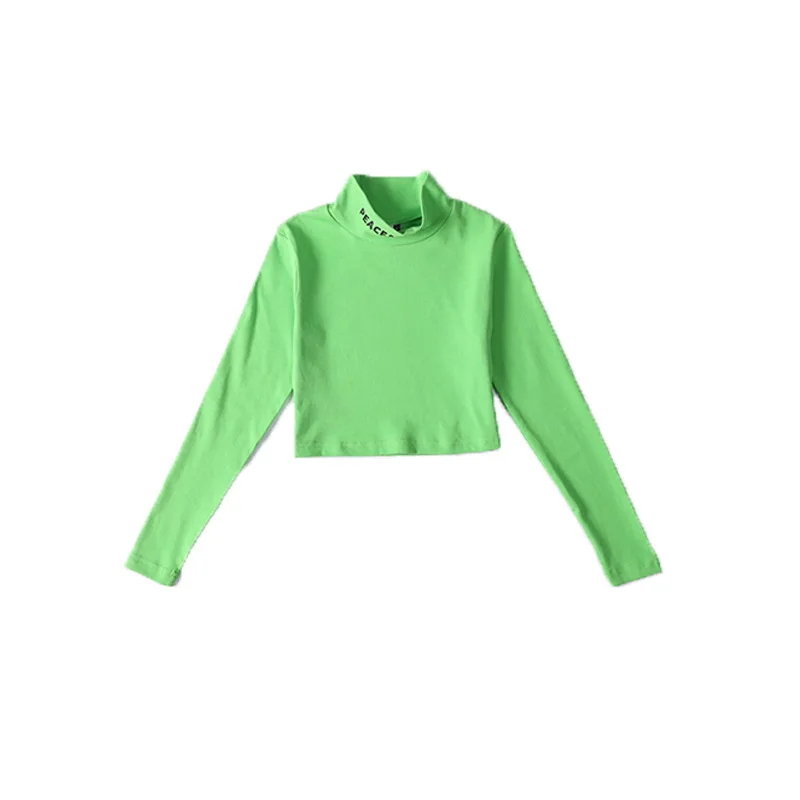 Крутая детская одежда в стиле хип-хоп свитер с высоким горлом зеленый топ, повседневные штаны для бега для девочек, костюм для джазовых танцев, одежда - Цвет: green tops