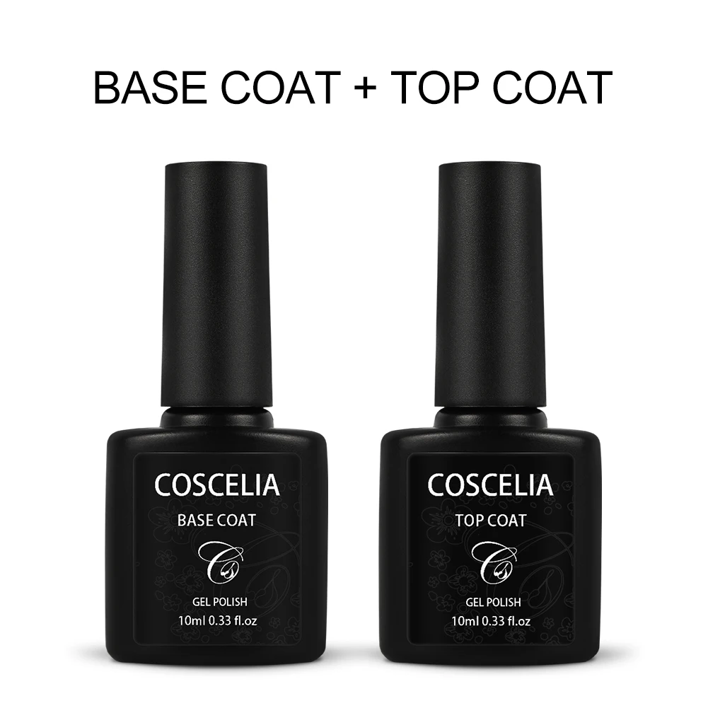 Top and Base Coat COSCELIA, Цветной Гель-лак для ногтей, набор, УФ полуперманентный Гель-лак для замачивания, набор для дизайна ногтей, маникюрный Гель-лак - Цвет: Top and Base Coat