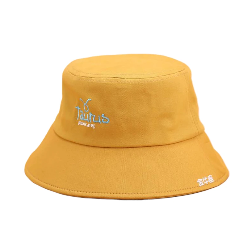 Twelve Constellation Hat Women Embroidery Fisherman Hat Men Spring Summer Outdoor Leisure Cotton Sunshade Cap Bucket Hat