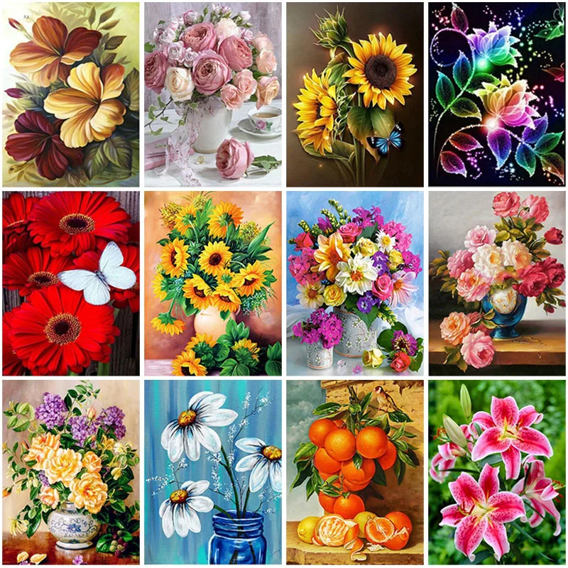 

Flower DIY 5D Diamond Painting Basket Rose Full Round Resin Diamond Embroidery Cross Stitch Rhinestones Mosaic Home Decor Gift