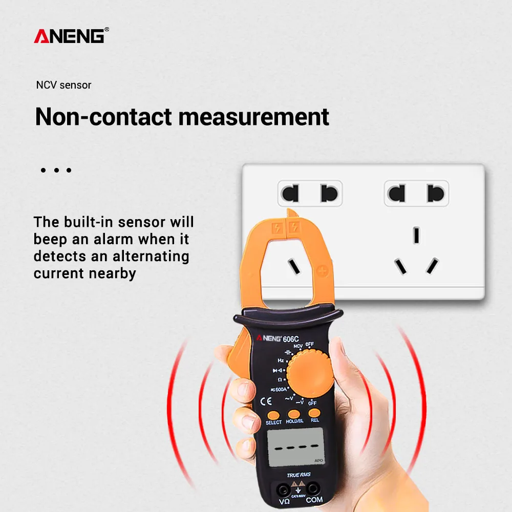 ANENG 606C цифровой клещи AC DC диод непрерывности мультиметр NCV True RMS Сопротивление Емкость Частотомер