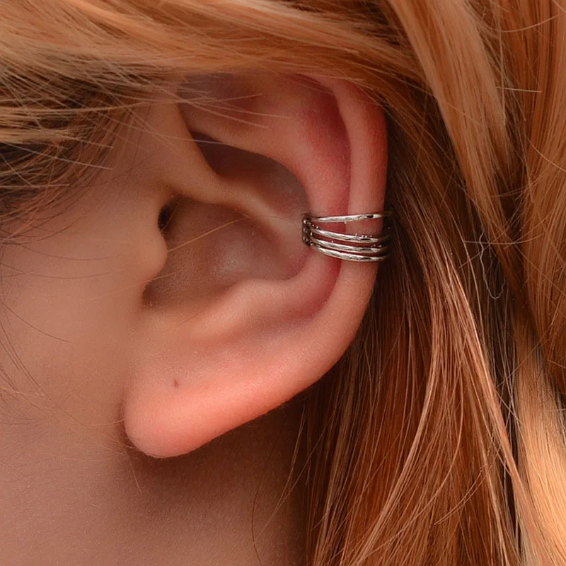 Yobest Ohrringe für Frauen Trendy Kleine Runde Ohr Manschette Gold und Silber Überzogen 2 Reihen Strass Clip Ohrringe Ohne Piercing