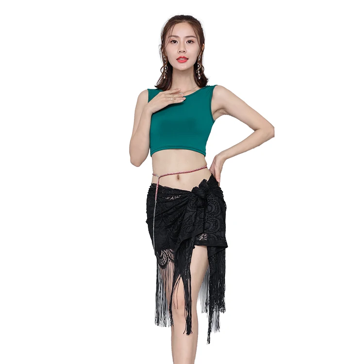 Belly Dance Hip Towel Практика одежды набор кисточкой четыре квадратных полотенце начинающих танец талии цепи производительности бедра полотенце талии полотенце