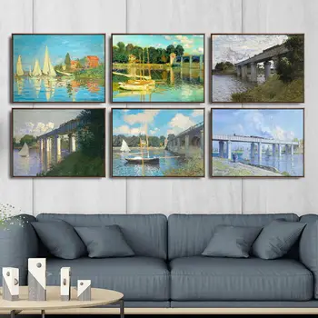 

Home Decoration Art Wall Pictures Fro Living Room Poster Print Canvas Paintings French Claude Monet The Bridge At Argenteuil