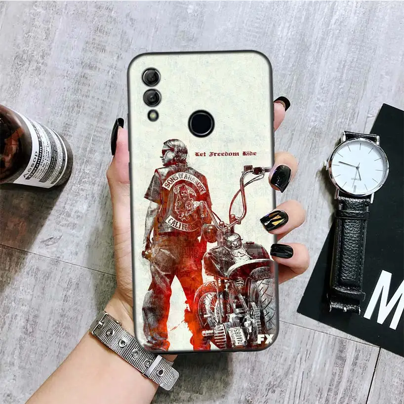 Американский ТВ Sons of Anarchy черная крышка чехол для телефона для huawei Y9 Y5 Y6 Y7 Honor 10 9 Lite 9X8X8 S 8A фотоаппаратов моментальной печати 7S 7A 10i 20i V20 Кок - Цвет: BA007-1