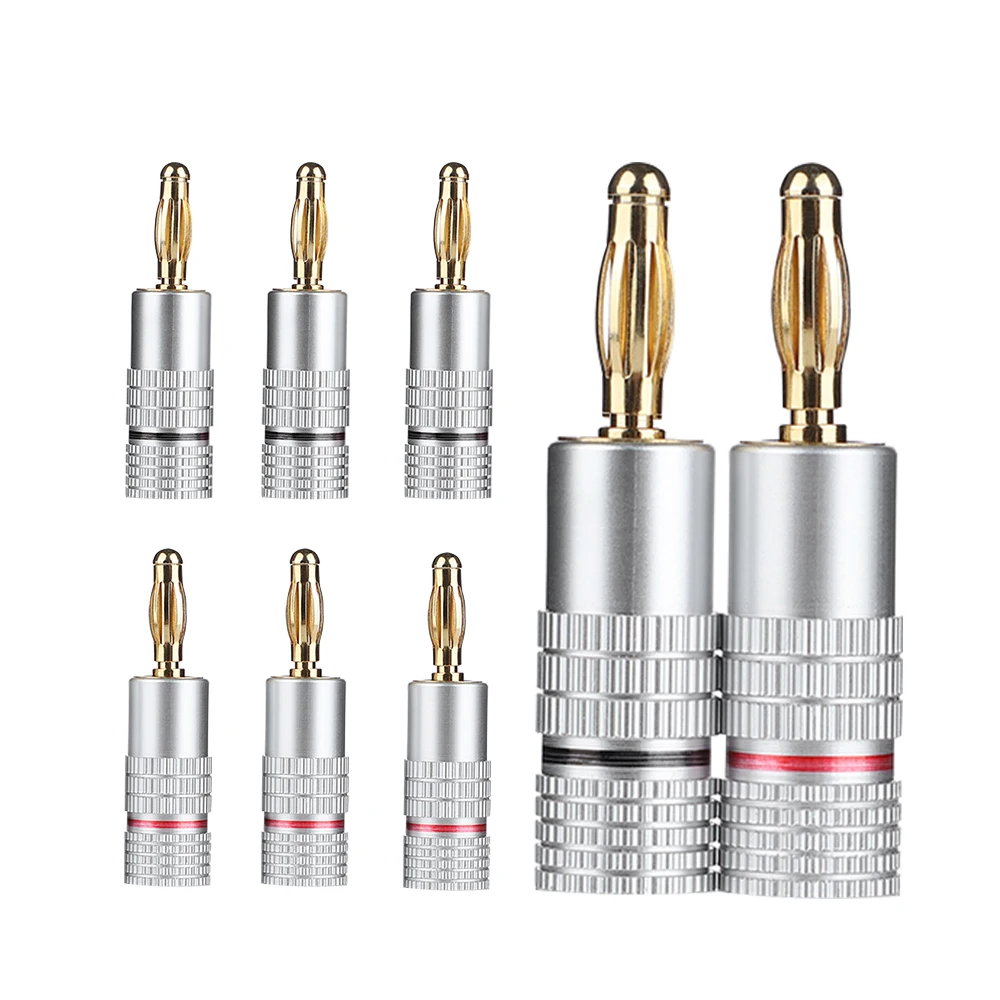 AIYIMA 8pcs Banana Plugs 24K Gold-Plated Copper 4MM Lantern Head Type Connectors For Amplifier, Speakers, Receiver