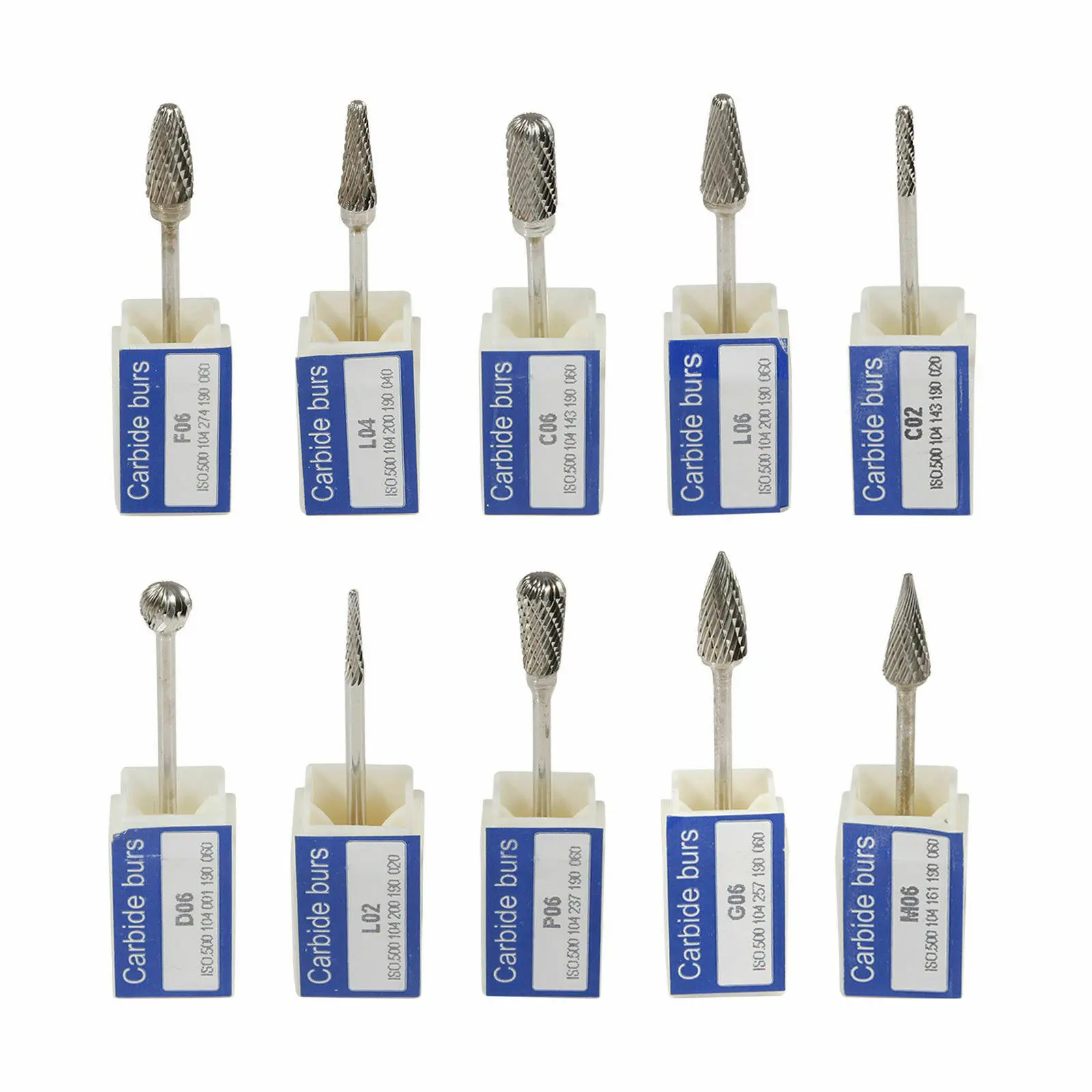 

10PCS Mixed Type Dental Tungsten Carbide Drills/Burs fit Lab Polishing Marathon 2.35mm HP