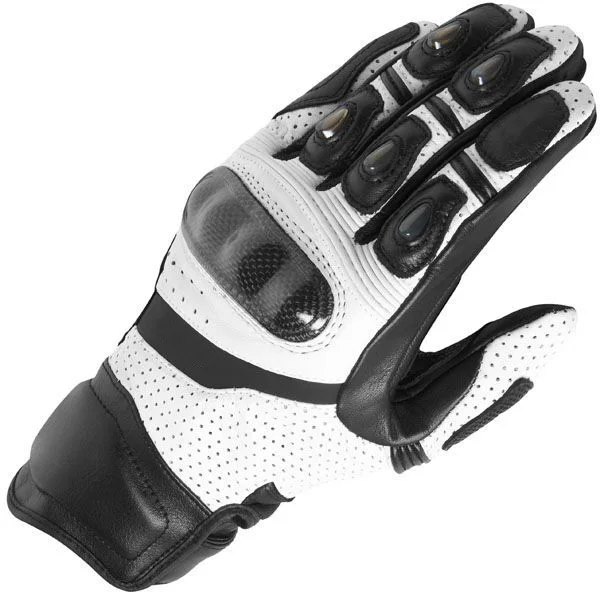 Новинка мотоциклетные перчатки черные гоночные перчатки из натуральной кожи Мотоциклетные Перчатки - Цвет: Белый