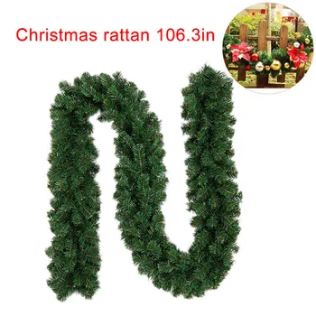 

New 2.7m Christmas Rattan Rattan Garland Decoration PVC DIY Green Christmas Garland Artificial Xmas Tree Rattan Banner Decor