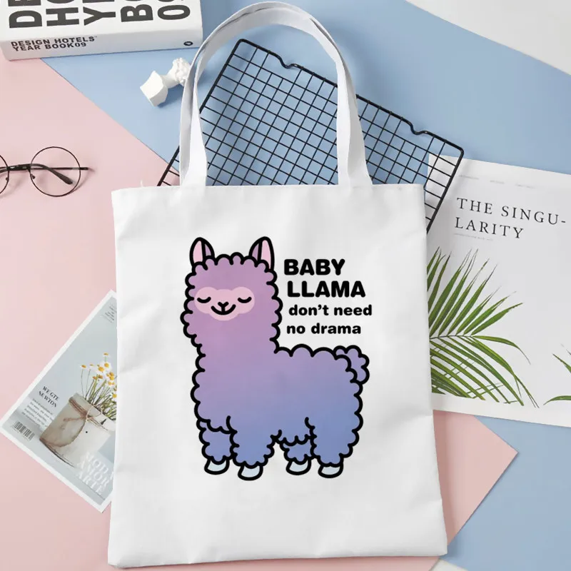 

cute baby llama Graphic Print Shopping Bag Tote Bags Shoulder Bag Canvas Bags Large Capacity College Handbag,Drop Shipping