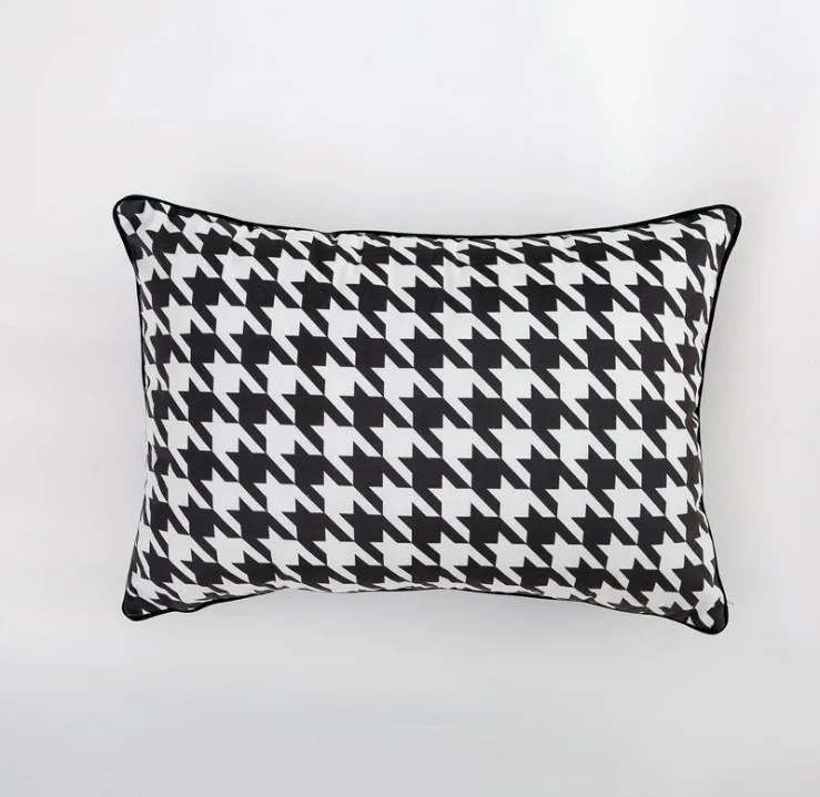 Double Side Print Black White Geometric Pillow Cover Geometric Cushion Cover Velvet Home Decorative 30x50cm Sofa Bed Chair
