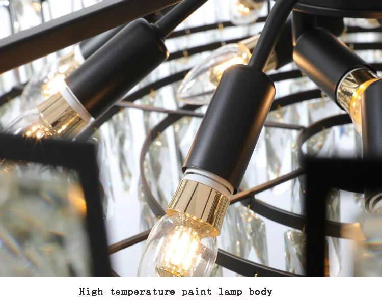jmmxiuz postmodern minimalist crystal black chandelier round LED living room bedroom home indoor lighting