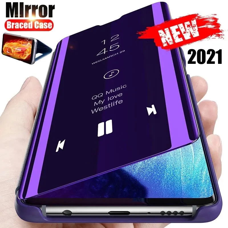 Умный зеркальный флип-чехол для Samsung Galaxy A71 A51 A70 A50 S8 S9 S10 S20 Plus A21 A31M31 A30S A50S A40 A60 A80 A10 A81