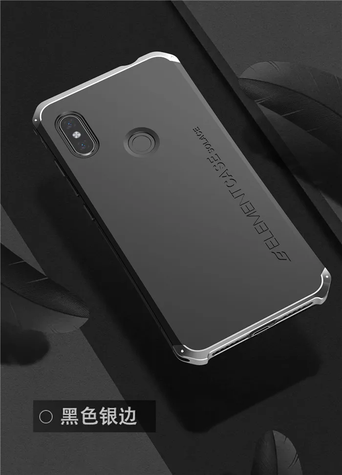 Black Silver Чехол для Redmi Note 6, противоударный защитный металлический чехол s для Xiaomi Redmi Note 6, тяжелая защитная задняя крышка - Цвет: Black Silver