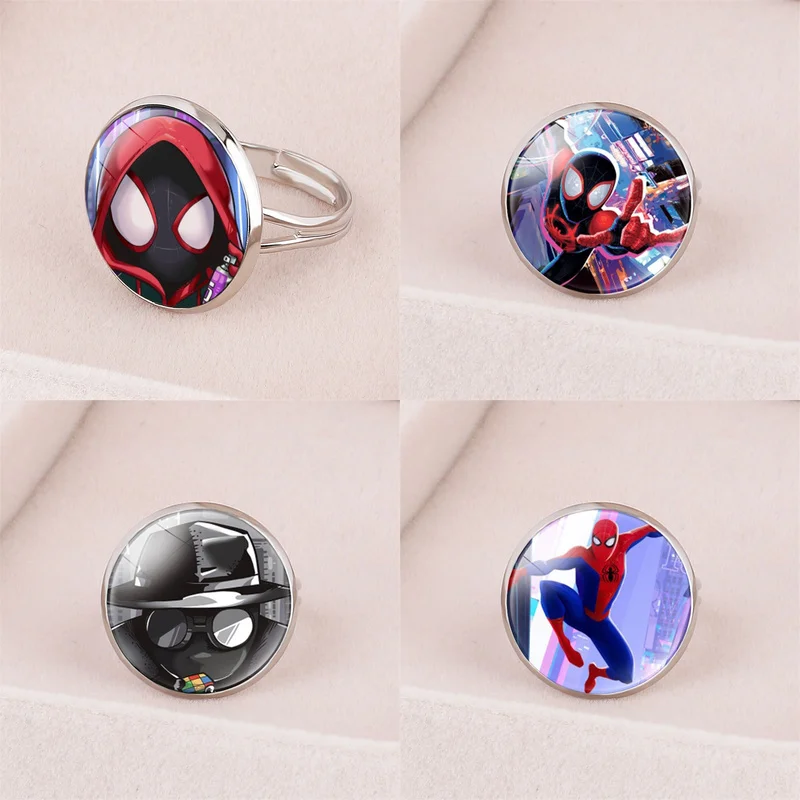 Anillos de araña de héroe americano para niño, niña, hombre y mujer, figura de estilo de sombra, anillo ajustable de 19mm, regalo para niños, joyería